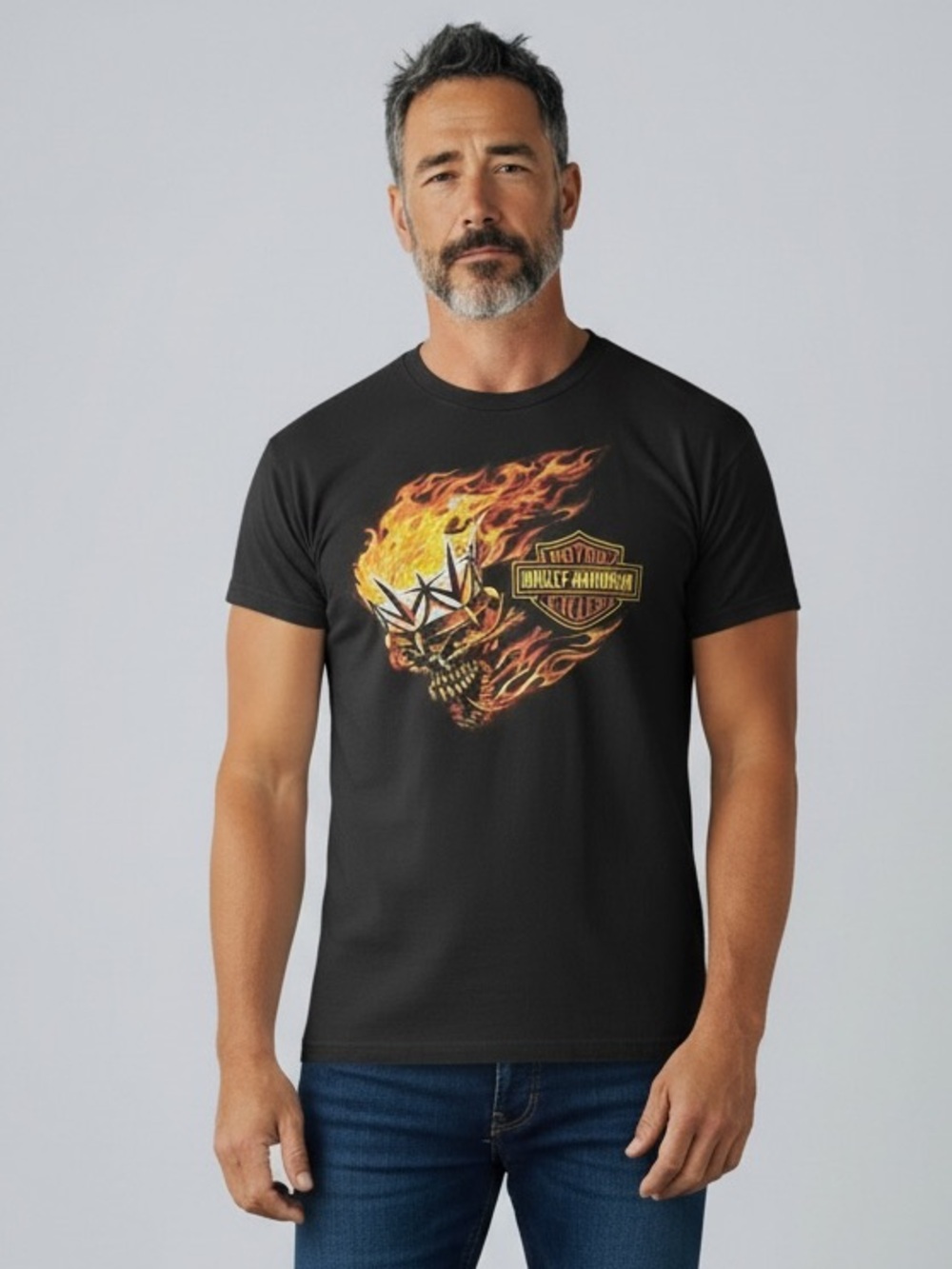 Harley-Davidson Brian's
Langhorne PA Flaming Skull
Graphic Black T-Shirt